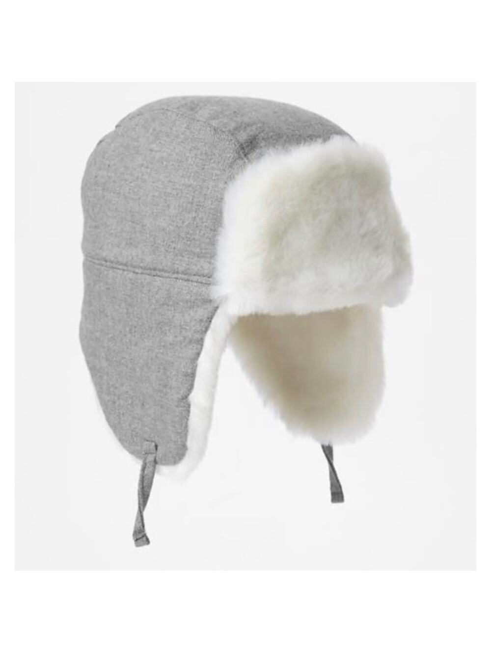 Baby Gap gray faux fur lined trapper hat ivory off-white cream